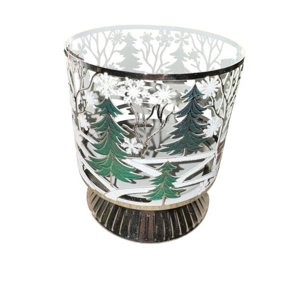 Bath & Body Works 3 Wick Candle Holder Christmas Snowman Trees Holiday NWT - Picture 4 of 6